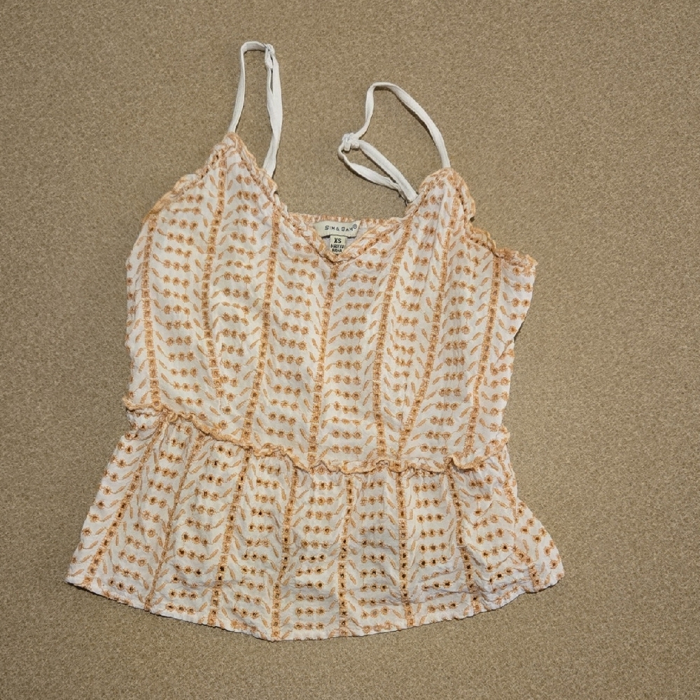 Free People Cream and Tan Camisole